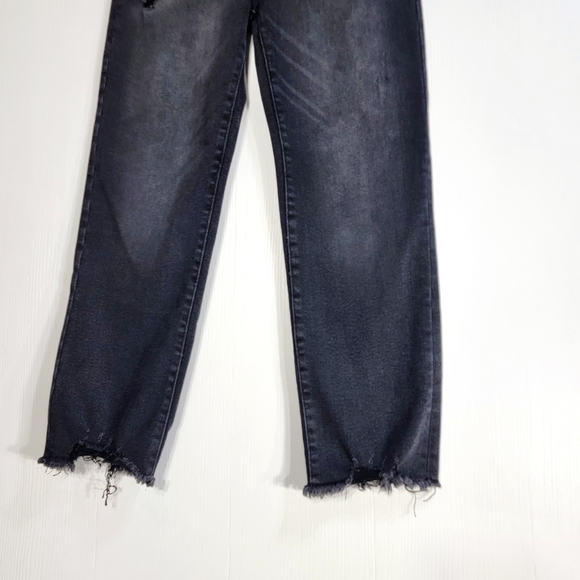 Kendall & Kylie The Icon High Rise Straight Stretch Distressed Black Jeans 29 - Picture 2 of 9